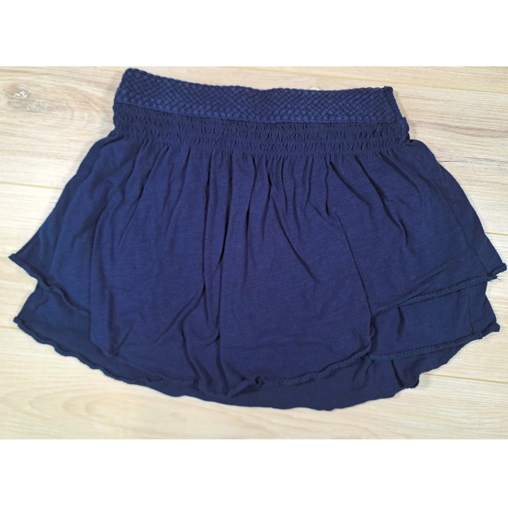American Eagle Y2K Navy Blue Cotton Tiered Mini Skirt Stretch Waist size Medium